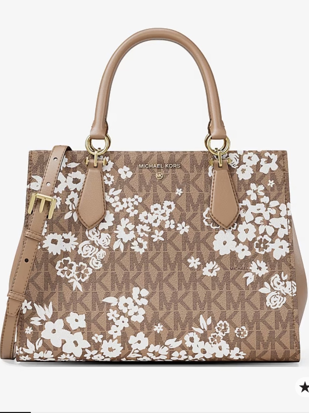 MICHAEL KORS Marilyn Medium Printed Signature Logo Satchel Crossbody 
CAMEL 
NWT - Picture 5 of 16